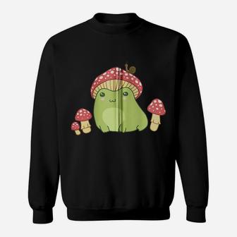 Frog With Mushroom Hat & Snail - Cottagecore Aesthetic Zip Hoodie Sweatshirt | Crazezy