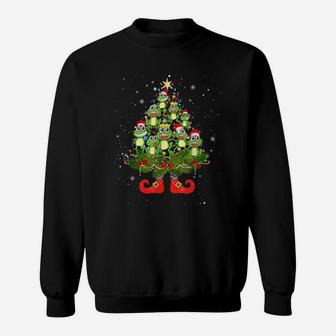 Frogs Christmas Tree Lights Funny Santa Hat Lover Sweatshirt | Crazezy