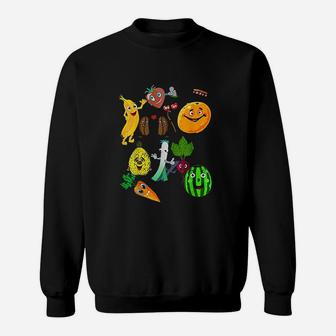 Fruits Vegetable Print Funny Veggie Vegan Sweatshirt | Crazezy DE