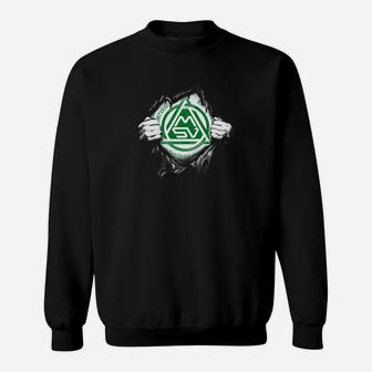 Fußball-Emblem Herren Sweatshirt, Grün-Weiß Durchbruch-Design - Seseable