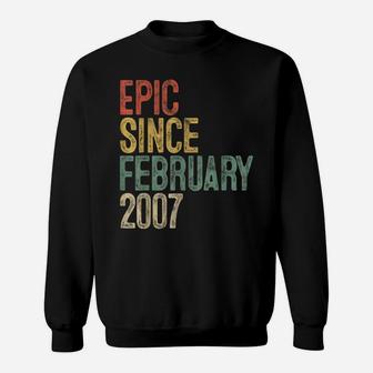 Fun Epic Since February 2007 14Th Birthday Gift 14 Year Old Sweatshirt | Crazezy AU