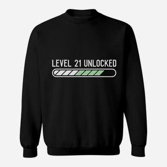 Funny 21St Birthday Level 21 Unlocked Sweatshirt | Crazezy