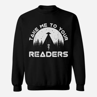 Funny Alien Reading English Teacher Library Space Gift Sweatshirt | Crazezy UK