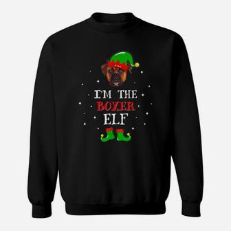 Funny Boxer Elf Christmas Dog Dad Dog Mom Sweatshirt | Crazezy UK