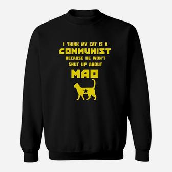 Funny Cat Joke Communist Meow Sweatshirt | Crazezy