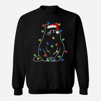 Funny Cat Tree Christmas Lights Xmas Pajama Sweatshirt | Crazezy DE