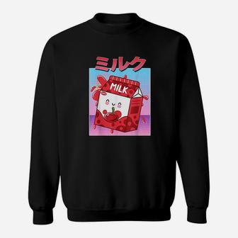 Funny Cherry Milk Shake Retro 90S Japanese Kawaii Cartoon Sweatshirt | Crazezy AU