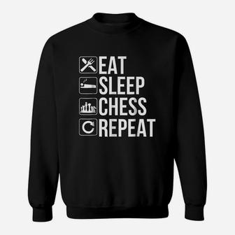 Funny Chess Player Gift Eat Sleep Chess Repeat Sweatshirt | Crazezy