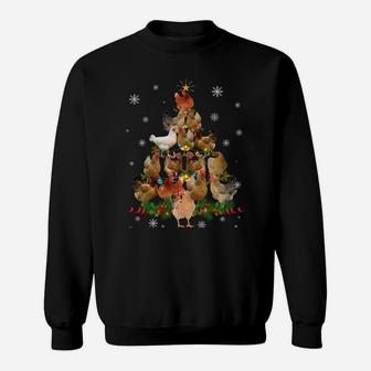 Funny Chicken Christmas Tree Pet Chicken Lover Christmas Sweatshirt Sweatshirt | Crazezy AU