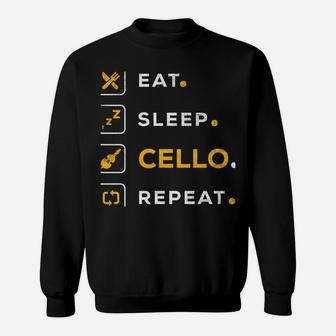 Funny Christmas Cello Musician Gift Eat Sleep Cello Sweatshirt Sweatshirt | Crazezy
