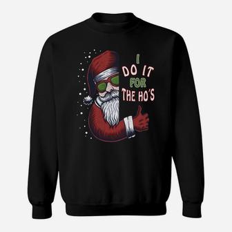 Funny Christmas Dog Santa Hat I Do It For The Hos Gifts Idea Sweatshirt | Crazezy