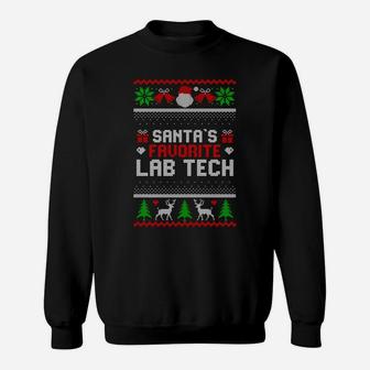 Funny Christmas Holiday Festive Santa's Favorite Lab Tech Sweatshirt | Crazezy AU