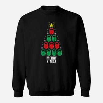Funny Christmas Kettlebells Tree Design Holiday Gift Workout Sweatshirt | Crazezy AU