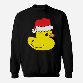 Funny Christmas Rubber Duck With Santa Hat Love Rubber Ducks Sweatshirt Sweatshirt | Crazezy
