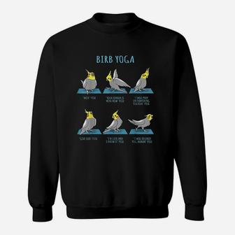 Funny Cockatiel Yoga Poses Birb Memes Cute Parrot Doodle Sweatshirt | Crazezy CA