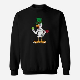 Funny Cool Chicken Leprechaun Hat Kids St Patricks Day Sweatshirt - Thegiftio UK