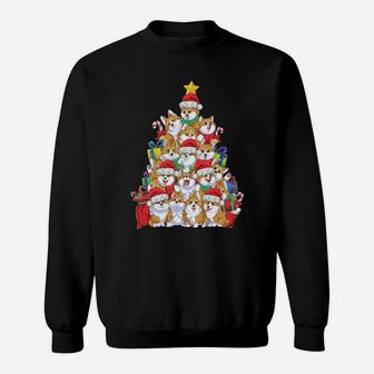 Funny Corgi Christmas Tree Lights Gift Santa Hat Dog Lover Sweatshirt Sweatshirt | Crazezy AU