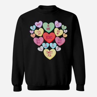 Funny Couple Valentine's Day Heart Candy Conversation Sweatshirt - Monsterry CA
