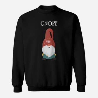 Funny Cute Gnome Nope Christmas Scandinavian Swedish Nope Raglan Baseball Tee Sweatshirt | Crazezy