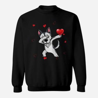 Funny Dabbing Husky Dog Breeds Valentines Day Gift Sweatshirt - Seseable