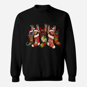 Funny Dachshund Dog In Christmas Sock Santa Hat Xmas Dog Sweatshirt Sweatshirt | Crazezy DE