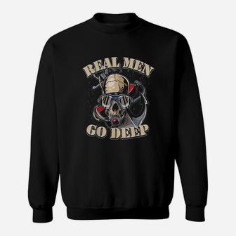 Funny Distressed Deep Dive Scuba Gift Real Men Go Deep Sweatshirt - Thegiftio UK