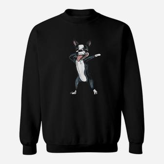 Funny Dog Dabbing Boston Terrier Dab Dance Gift Boys Girls Sweatshirt | Crazezy DE