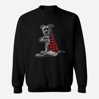 Funny Dog Pitbull I Love Mom Tattoo Gift Sweatshirt | Crazezy CA