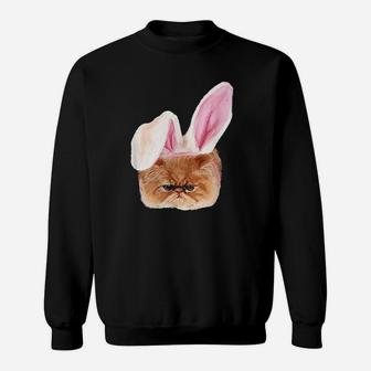 Funny Easter Persian Cat Bunny Ears Adorable Cat Face Fluffy Sweatshirt | Crazezy