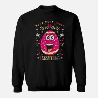 Funny Easter Pregnancy Announcement Cute Eggspecting Sweatshirt - Monsterry CA