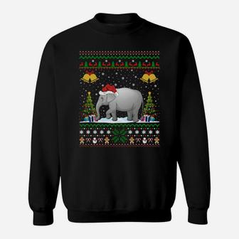 Funny Elephant Xmas Santa Hat Sweatshirt - Monsterry UK
