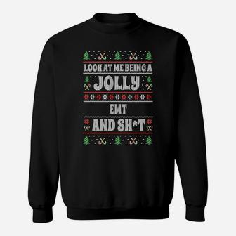 Funny Emt Ugly Christmas Design Emergency Medical Technician Sweatshirt Sweatshirt | Crazezy