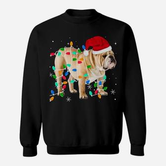 Funny English Bulldog Christmas Light Gifts Xmas Sweatshirt Sweatshirt | Crazezy