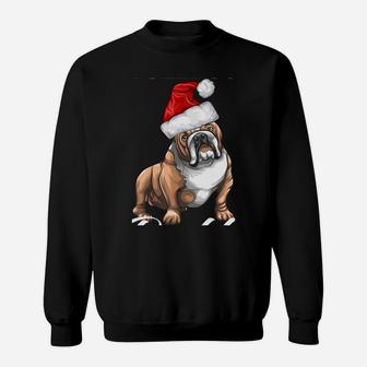 Funny English Bulldog Daddy Christmas Hat Gift Men Sweatshirt | Crazezy