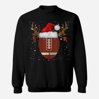 Funny Football Reindeer Santa Hat Christmas Holiday Gifts Sweatshirt | Crazezy