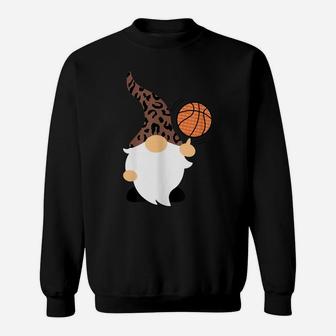 Funny Gnome Basketball Leopard Print For Women Teen Girls Sweatshirt | Crazezy AU