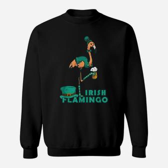 Funny Green Beer Drinking Irish Flamingo St Pattys Day Gift Sweatshirt | Crazezy