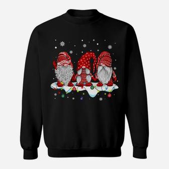 Funny Hanging Xmas With Santa Red Gnome Sweatshirt - Monsterry