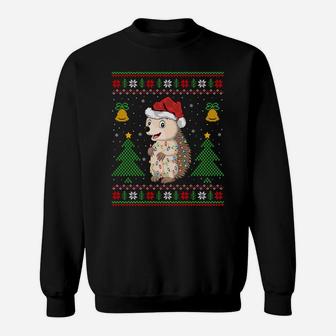 Funny Hedgehogs Xmas Gift Santa Hat Ugly Hedgehog Christmas Sweatshirt Sweatshirt | Crazezy