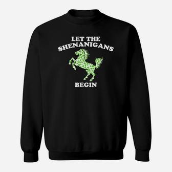 Funny Horse Green St Patricks Day Shenanigans Sweatshirt - Thegiftio UK