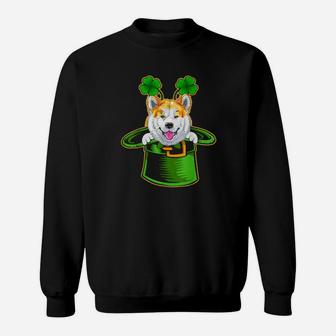Funny Irish Leprechaun Hat Akita Dog St Patrick's Day Sweatshirt - Monsterry UK