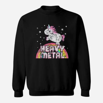 Funny Ironic Cool Unicorn Heavy Metal Music Festival Sweatshirt | Crazezy CA