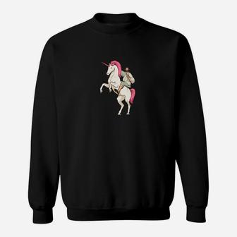 Funny Jesus Riding Pink Unicorn Sweatshirt - Monsterry UK
