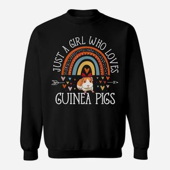 Funny Just A Girl Who Loves Guinea Pigs Boho Rainbow Sweatshirt | Crazezy DE