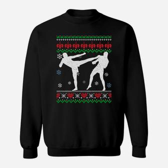 Funny Kickboxing Ugly Christmas Martial Arts Xmas Sport Sweatshirt Sweatshirt | Crazezy