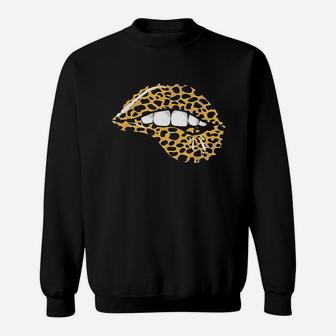 Funny Leopard Lips Cool Women Mouth Cheetah Lipstick Gift Sweatshirt | Crazezy CA