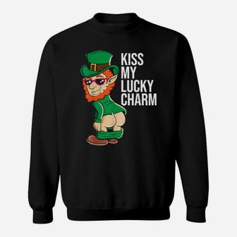 Funny Leprechaun Kiss My Lucky Charm St Patrick's Day Irish Sweatshirt - Monsterry UK