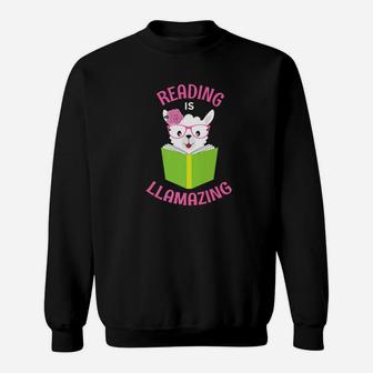 Funny Llama Reading Librarian Read Gift For Readers Sweatshirt - Thegiftio UK