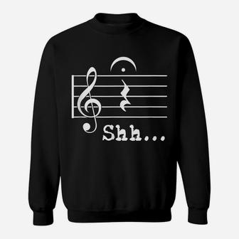 Funny Music Note Gifts Musician - Shh Quarter Rest Fermata Sweatshirt | Crazezy