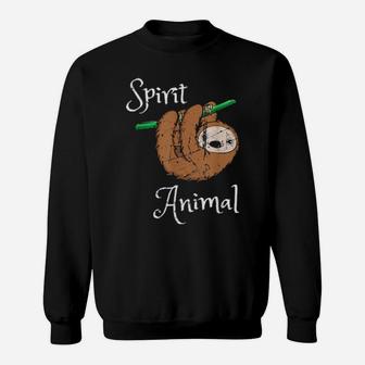 Funny My Spirit Animal Sloth Introvert Distressed Sweatshirt - Monsterry